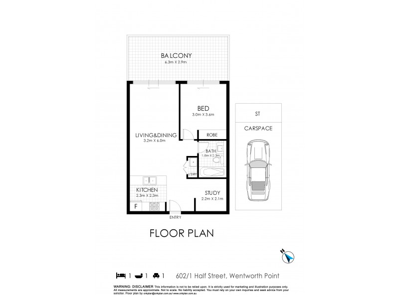 602/1 Half Street, Wentworth Point NSW 2127 Floorplan