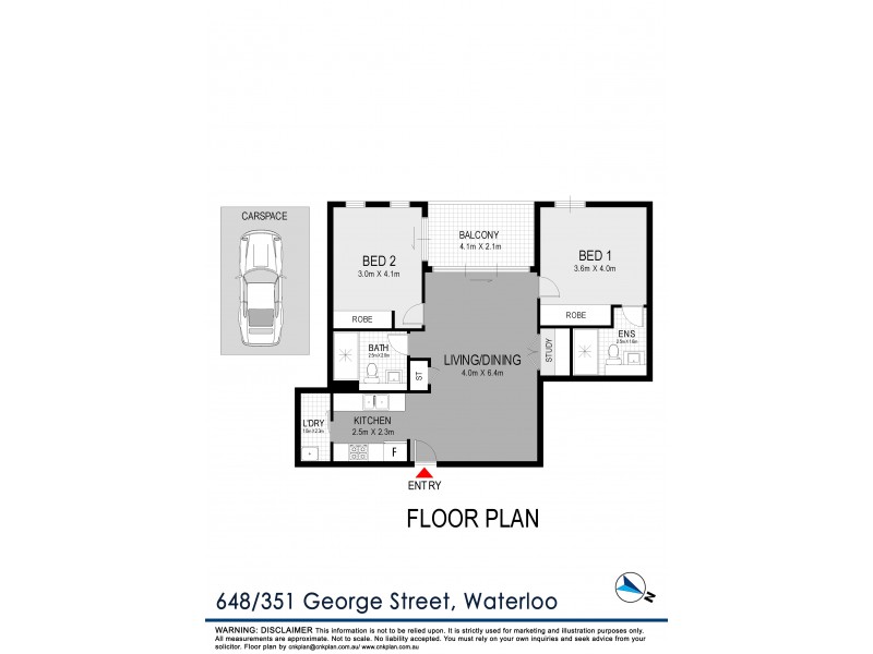 648/351 George Street, Waterloo NSW 2017 Floorplan