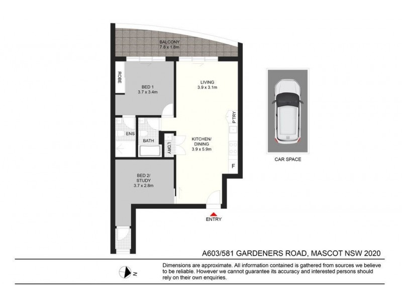 603/581-587 Gardeners Road, Mascot NSW 2020 Floorplan
