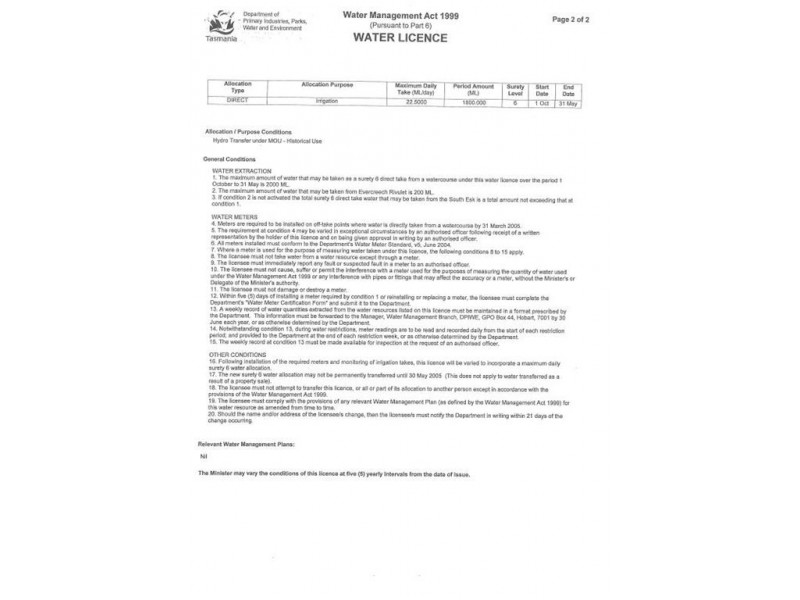 Water Licences, Launceston TAS 7250