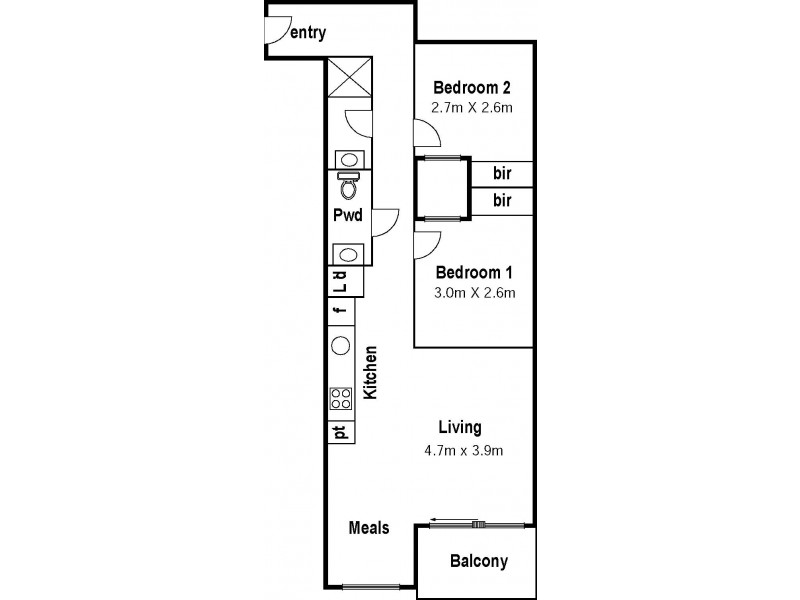 23/50 Rosslyn St, West Melbourne VIC 3003 Floorplan