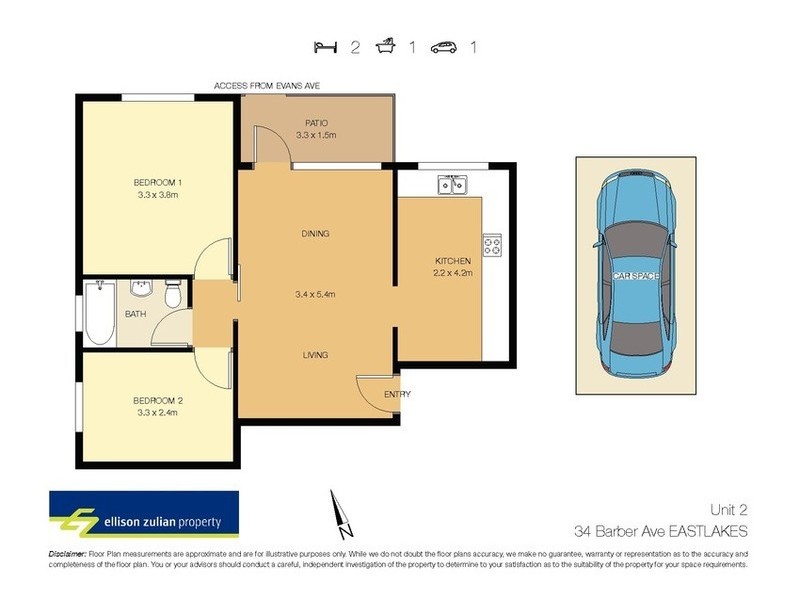 2/34 Barber Avenue, Eastlakes NSW 2018 Floorplan