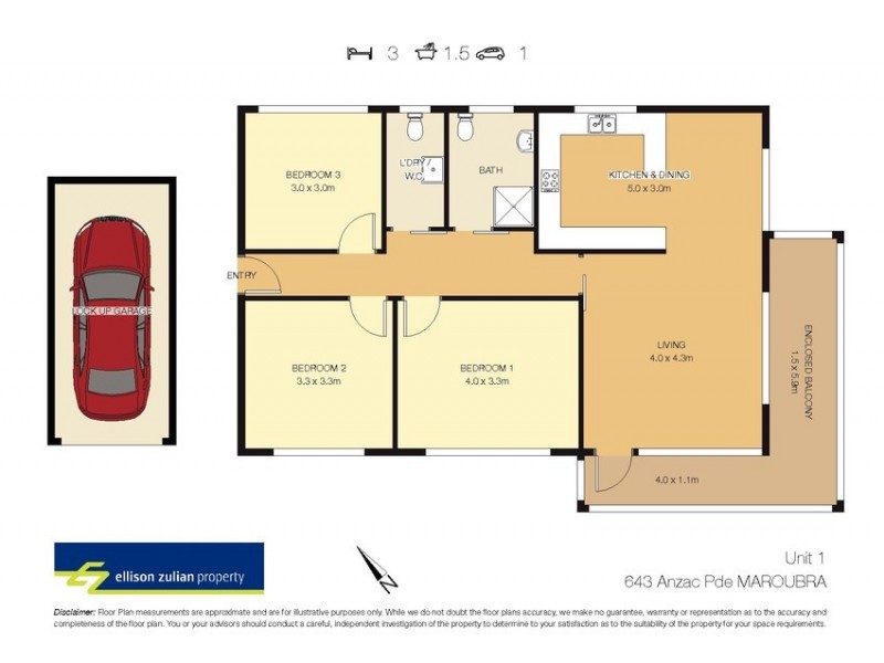 1/643 Anzac Parade, Maroubra NSW 2035 Floorplan