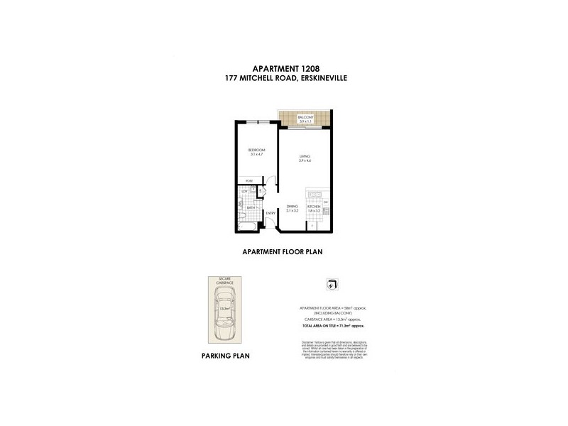 1208/177 Mitchell Rd, Erskineville NSW 2043 Floorplan