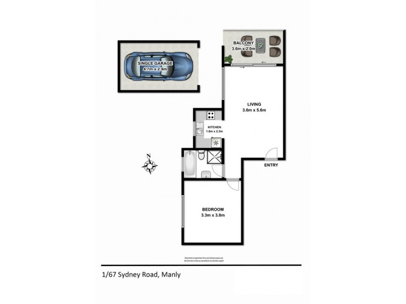 1/67 Sydney Road, Manly NSW 2095 Floorplan