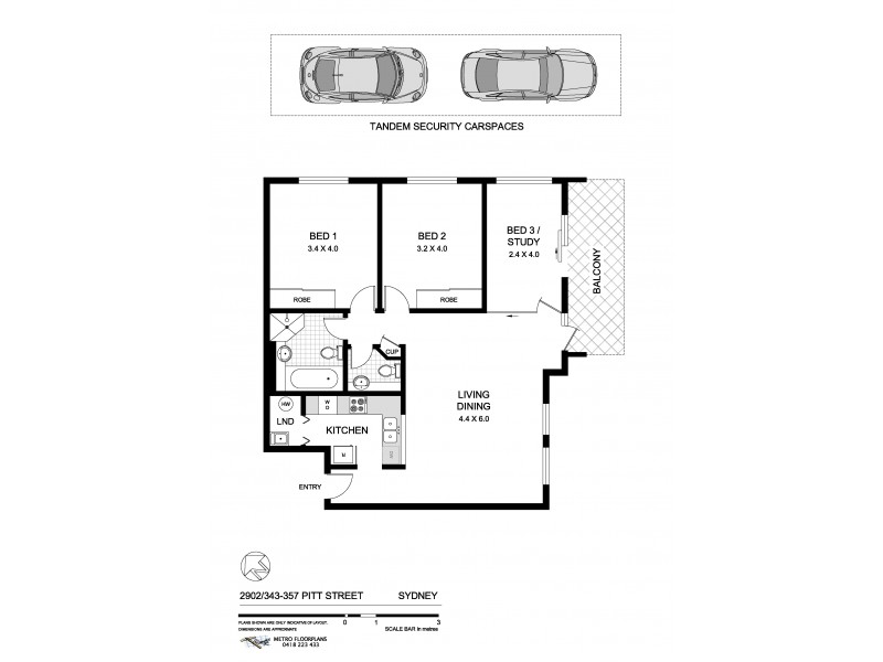 2902/343 Pitt Street, Sydney NSW 2000 Floorplan