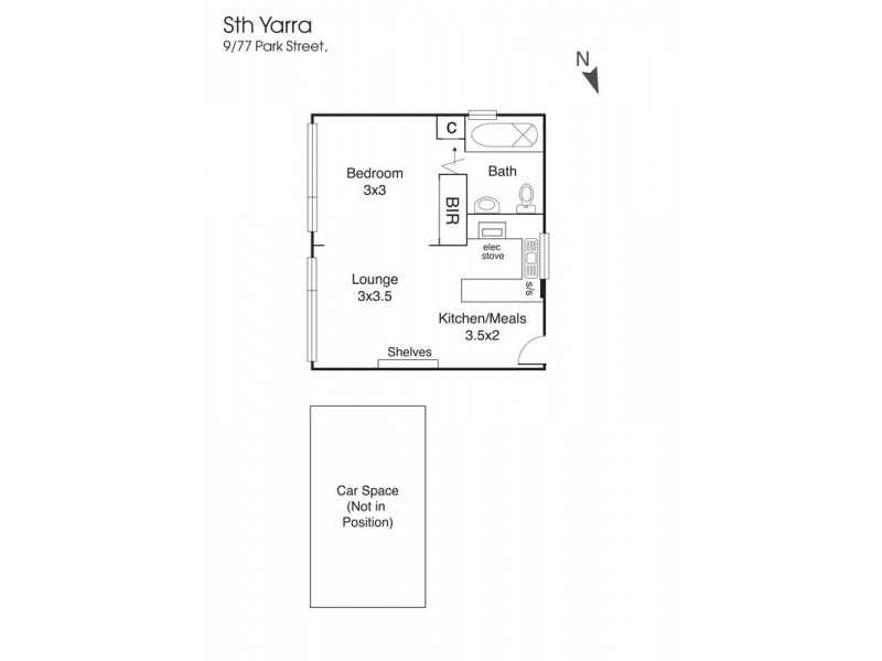 9/77  Park Street, South Yarra VIC 3141 Floorplan