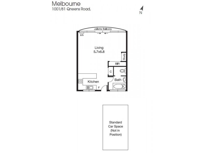1001/81 Queens Road, Melbourne VIC 3004 Floorplan