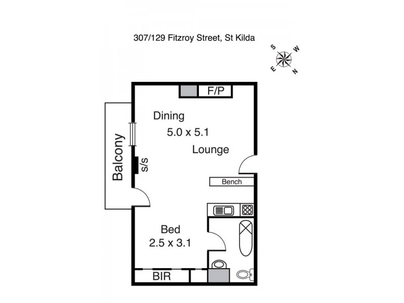 307/129 Fitzroy Street, St Kilda VIC 3182 Floorplan