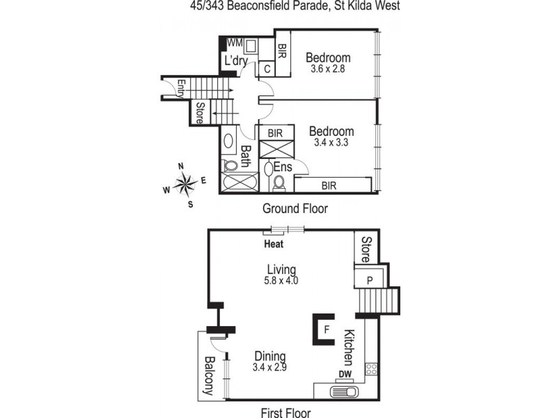 45/343 Beaconsfield Parade, St Kilda West VIC 3182 Floorplan