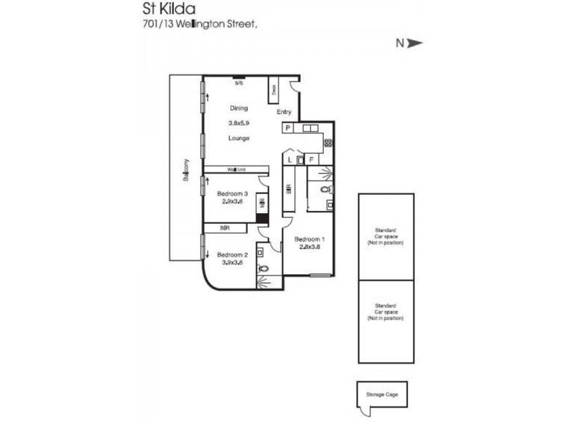 701/13 Wellington Street, St Kilda VIC 3182 Floorplan