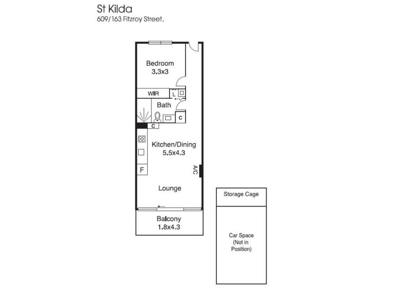 609/163 Fitzroy Street, St Kilda VIC 3182 Floorplan