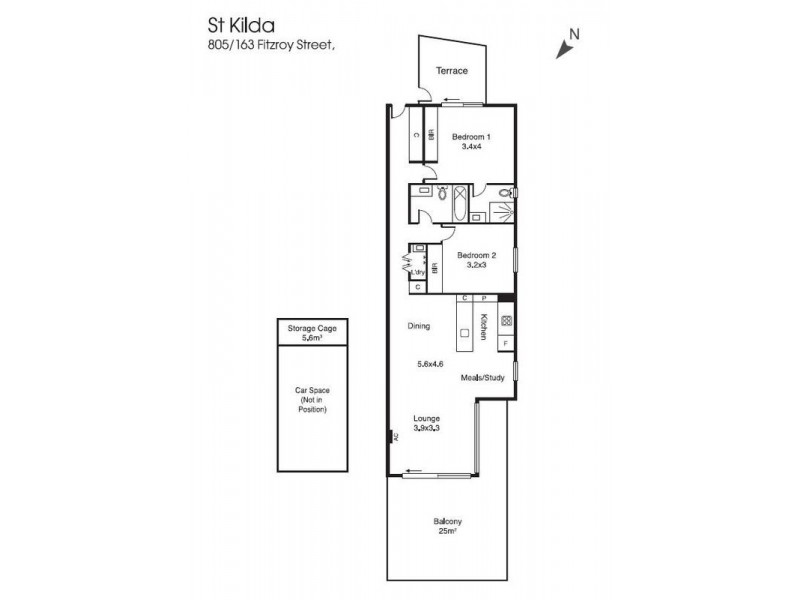 805/163 Fitzroy Street, St Kilda VIC 3182 Floorplan
