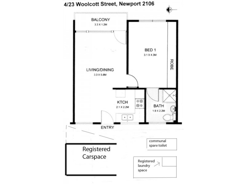 4/23 Woolcott Street, Newport NSW 2106 Floorplan