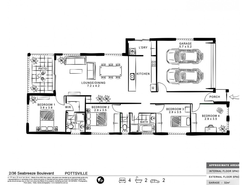 2/36 Seabreeze Boulevard, Pottsville NSW 2489 Floorplan