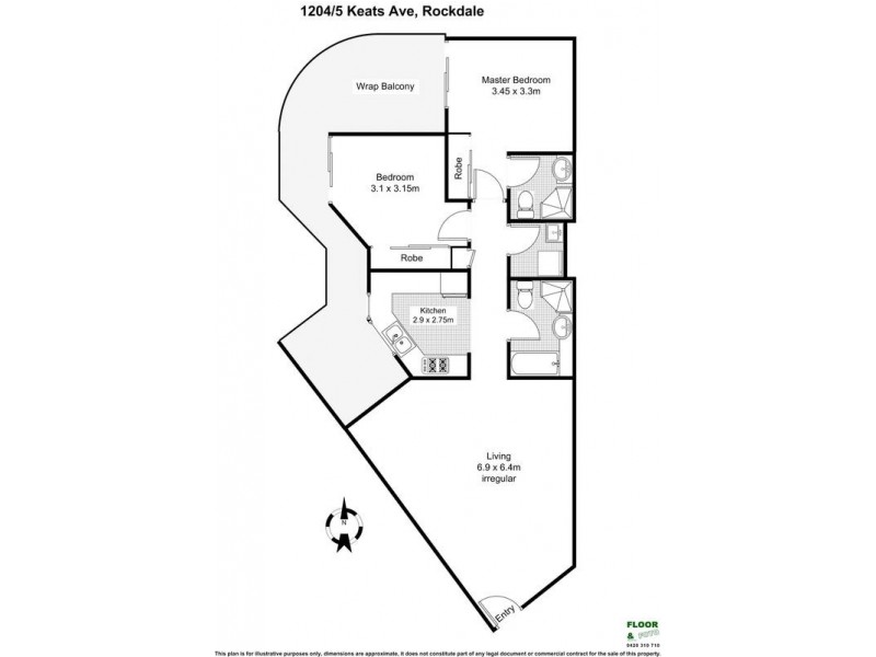 1204/5 KEATS Avenue, Rockdale NSW 2216 Floorplan