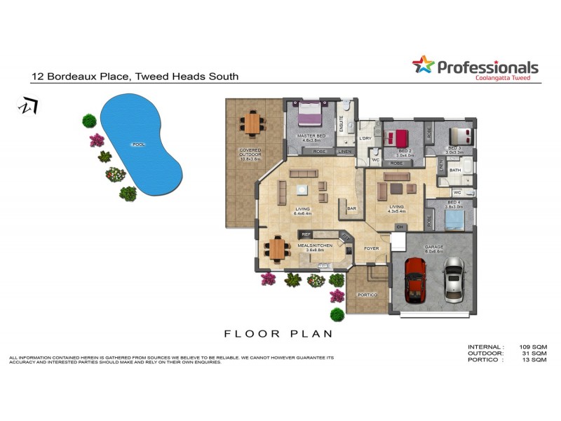 12 Bordeaux Place, Tweed Heads South NSW 2486 Floorplan