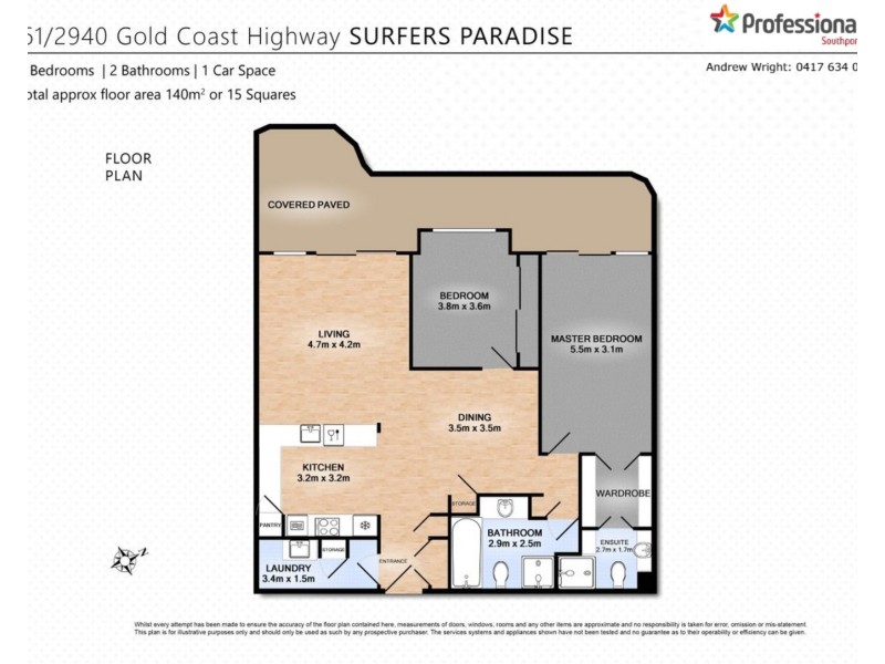 61/2940 Gold Coast Highway, Surfers Paradise QLD 4217 Floorplan