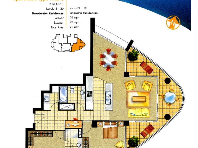 2801/50 Marine Parade, Southport QLD 4215 Floorplan