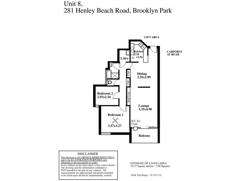 8/281 Henley Beach Road, Brooklyn Park SA 5032 Floorplan