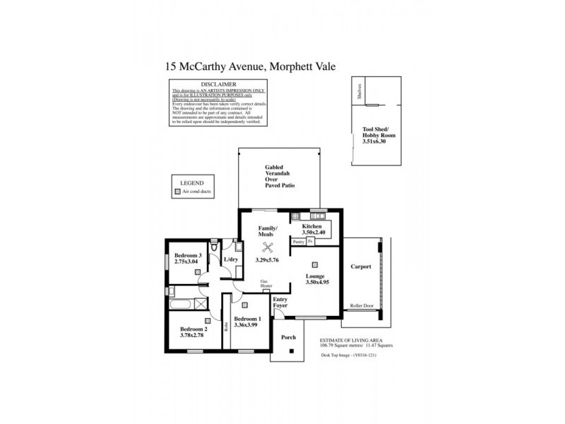 15 McCarthy Avenue, Morphett Vale SA 5162 Floorplan