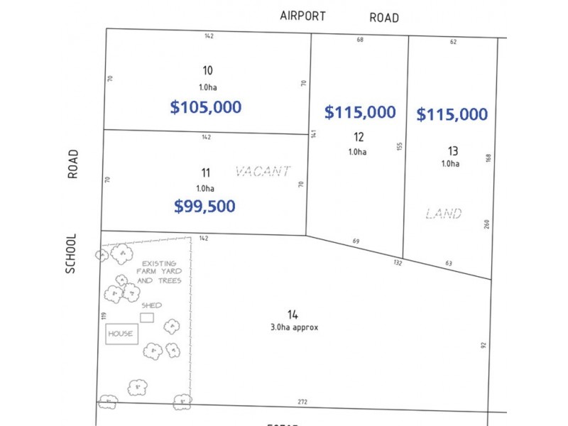 Lot’s 10,11, 12 & 13 School and Airport Road, Yorketown SA 5576