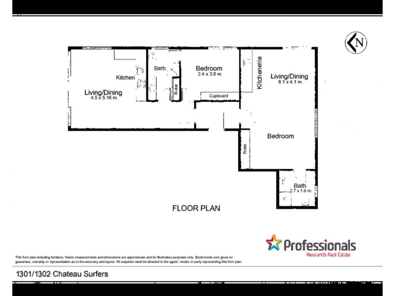 1301-1302/44-52 The Esplanade, Surfers Paradise QLD 4217 Floorplan