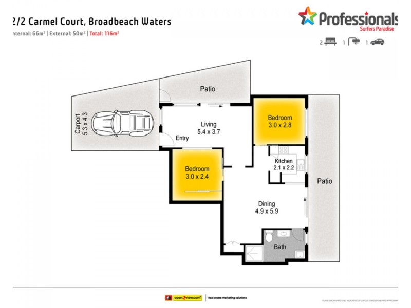 2/2 Carmel Court, Broadbeach Waters QLD 4218 Floorplan