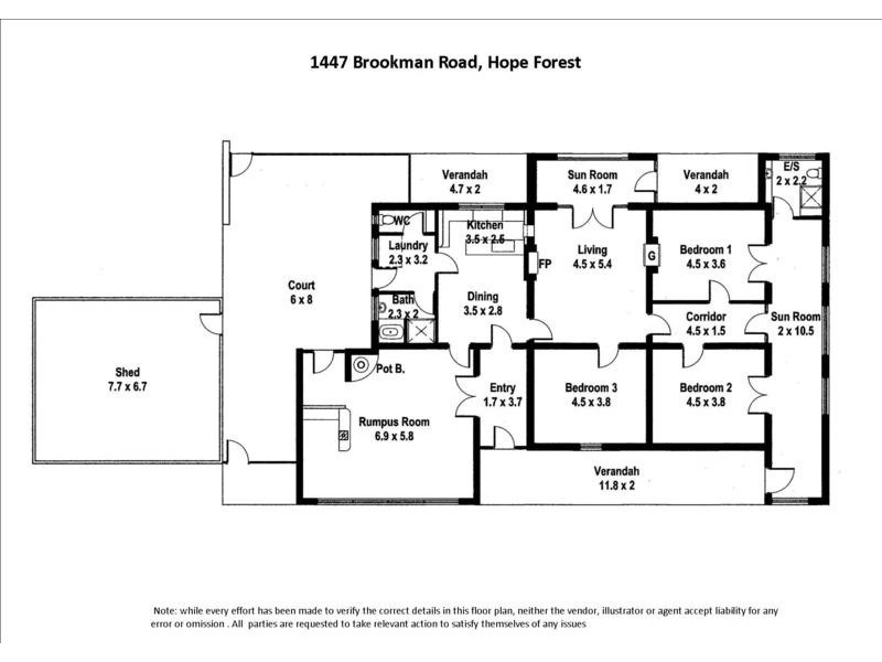 1447 Brookman Road, Hope Forest SA 5172 Floorplan