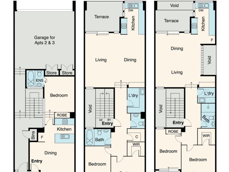 Apts 1-3/14 Glass Street, North Melbourne VIC 3051 Floorplan