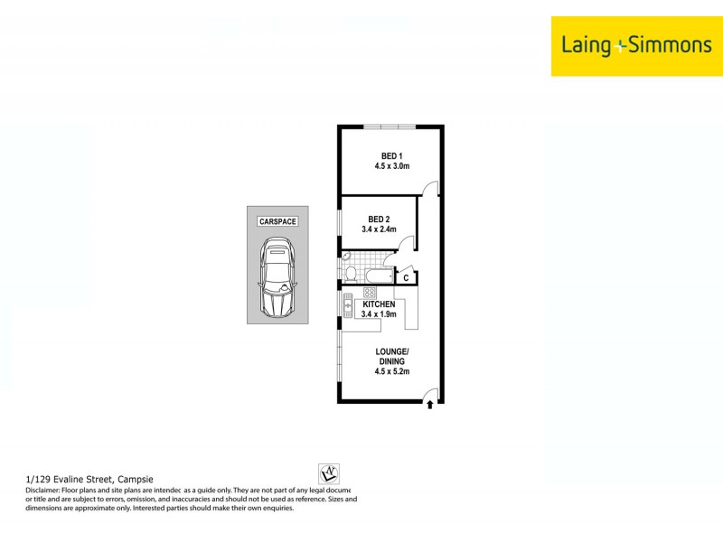 1/129  Evaline St, Campsie NSW 2194 Floorplan