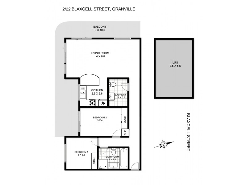 2/22 Blaxcell Street, Granville NSW 2142 Floorplan