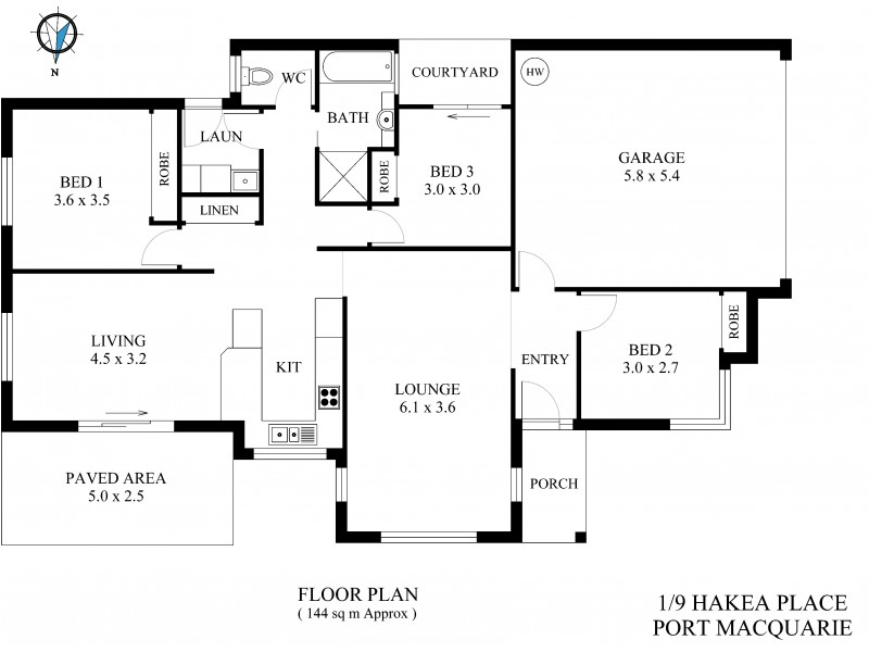 1/9 Hakea Place, Port Macquarie NSW 2444 Floorplan
