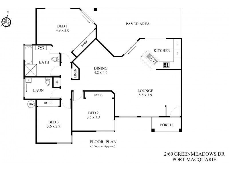 2/60 Greenmeadows Drive, Port Macquarie NSW 2444 Floorplan