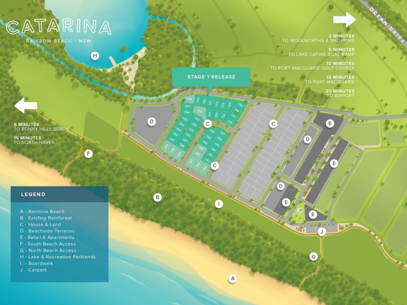 Lots 100 – 144 Catarina Village, Ocean Drive, Lake Cathie NSW 2445