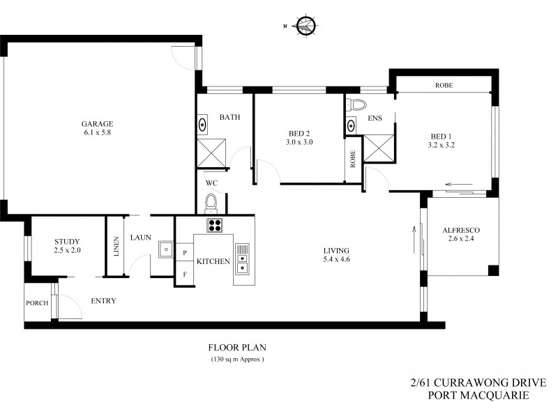 2/61 Currawong Drive, Port Macquarie NSW 2444 Floorplan