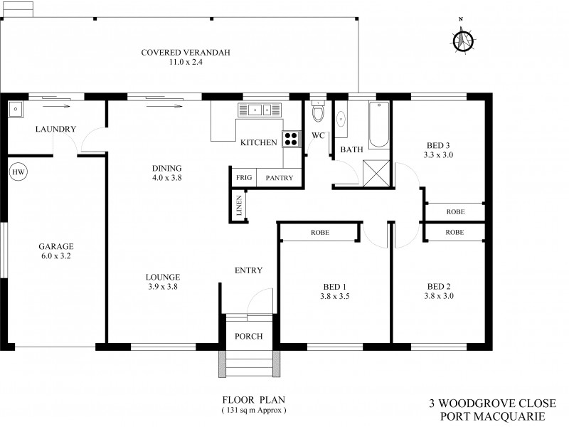 3 Woodgrove Close, Port Macquarie NSW 2444 Floorplan