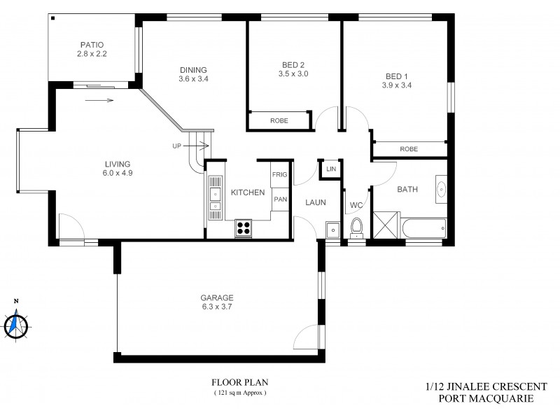 1/12 Jinalee Crescent, Port Macquarie NSW 2444 Floorplan