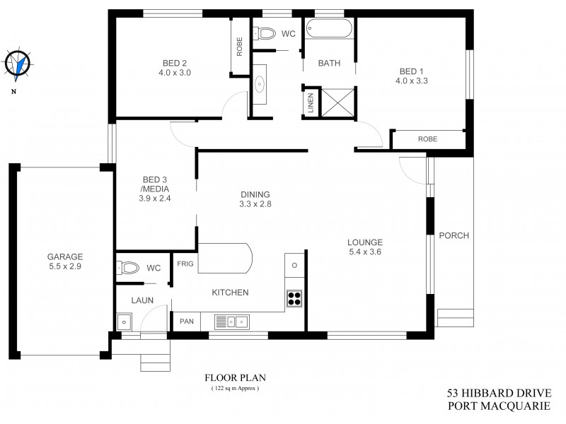 53 Hibbard Drive, Port Macquarie NSW 2444 Floorplan