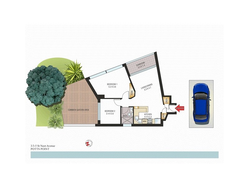 3/3-5 St Neot Avenue, Potts Point NSW 2011 Floorplan