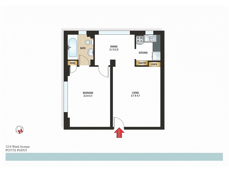 12/4 Ward Avenue, Potts Point NSW 2011 Floorplan