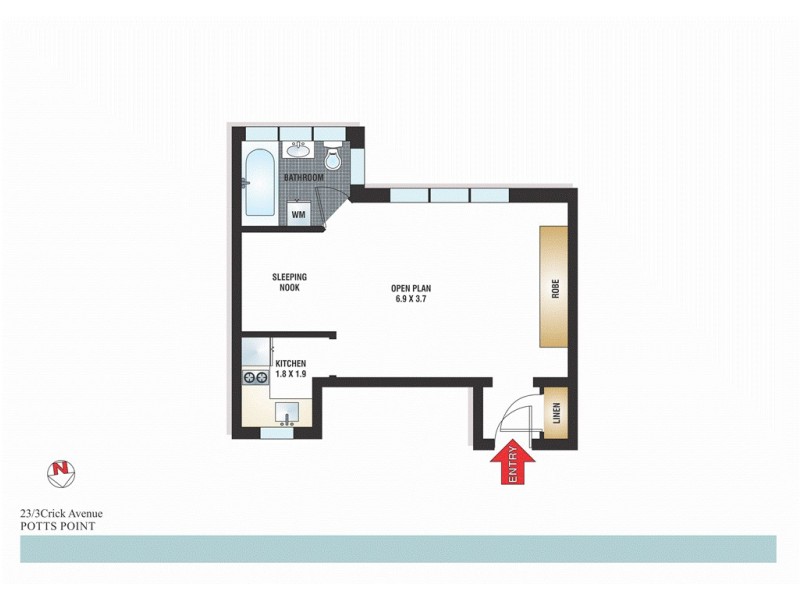 23/3 Crick Avenue, Potts Point NSW 2011 Floorplan