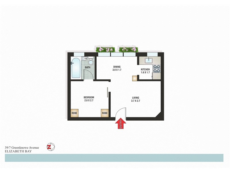 39/7 Greenknowe Avenue, Potts Point NSW 2011 Floorplan