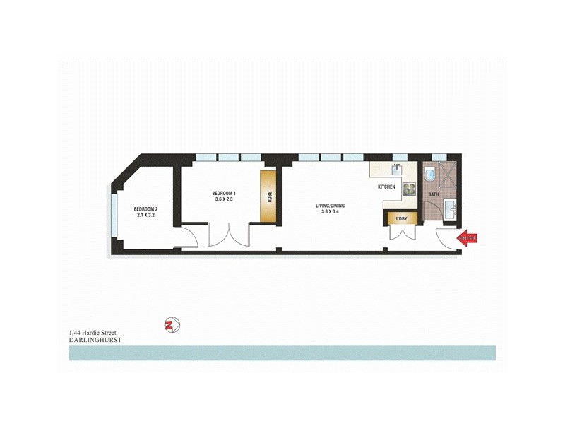 1/44 Hardie Street, Darlinghurst NSW 2010 Floorplan