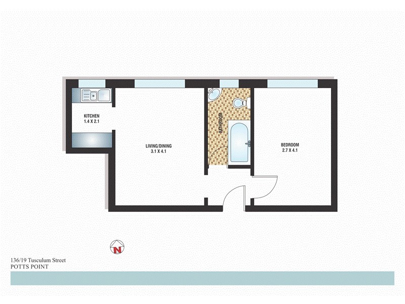 136/19 Tusculum Street, Potts Point NSW 2011 Floorplan
