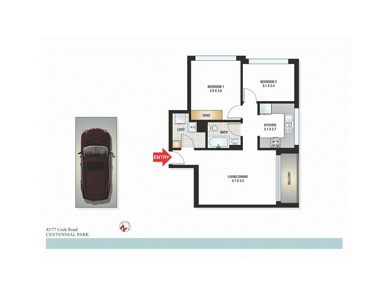 43/77 Cook Road, Centennial Park NSW 2021 Floorplan