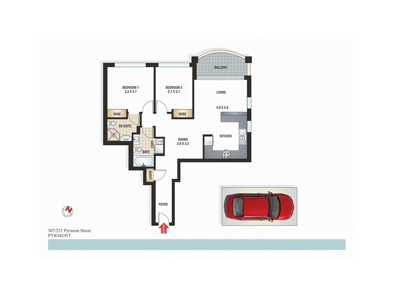 307/233 Pyrmont Street, Pyrmont NSW 2009 Floorplan