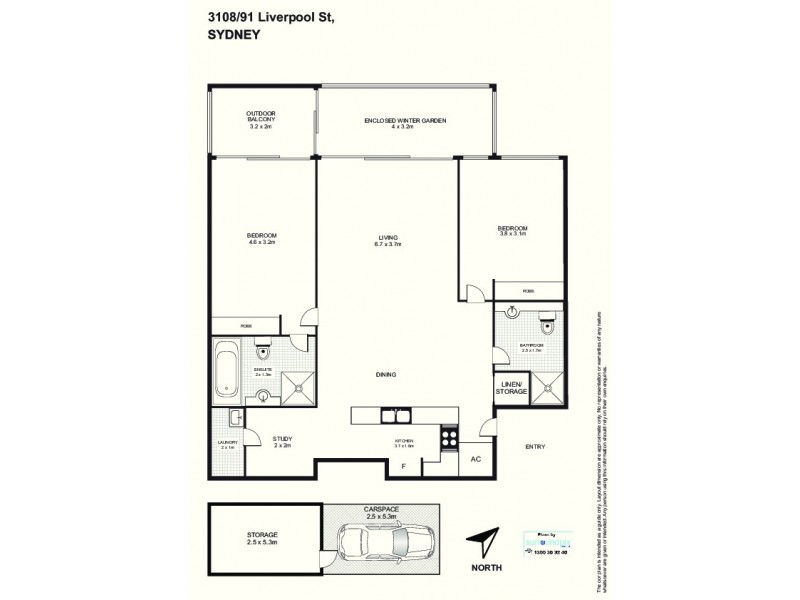 3108/91-95 Liverpool Street, Sydney NSW 2000 Floorplan