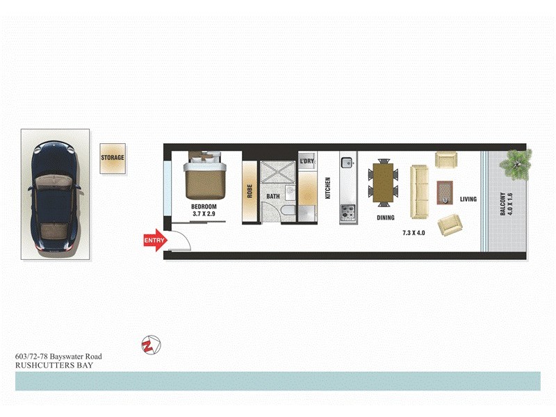 603/72-78 Bayswater Road, Rushcutters Bay NSW 2011 Floorplan