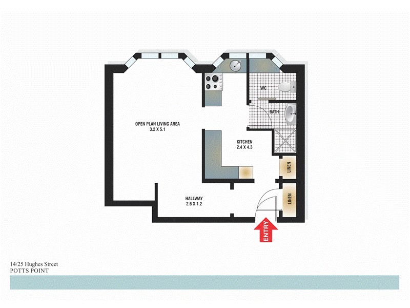 14/25 Hughes Street, Potts Point NSW 2011 Floorplan